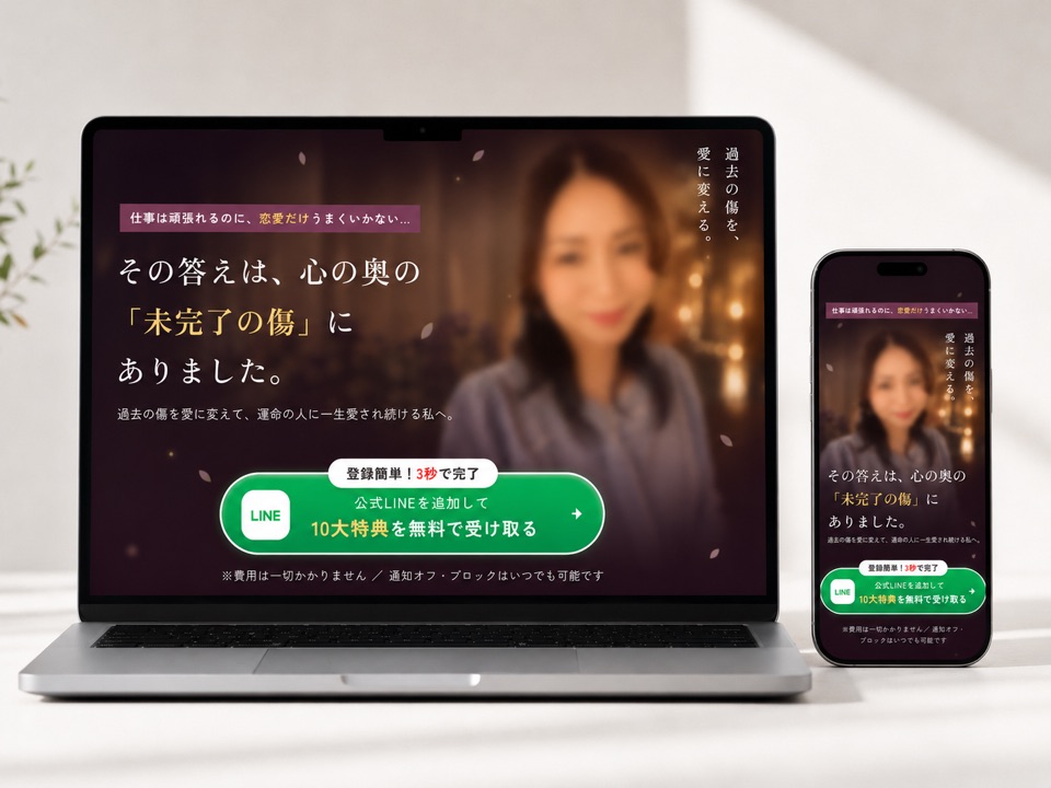 恋愛・自己啓発オンライン講座のランディングページ